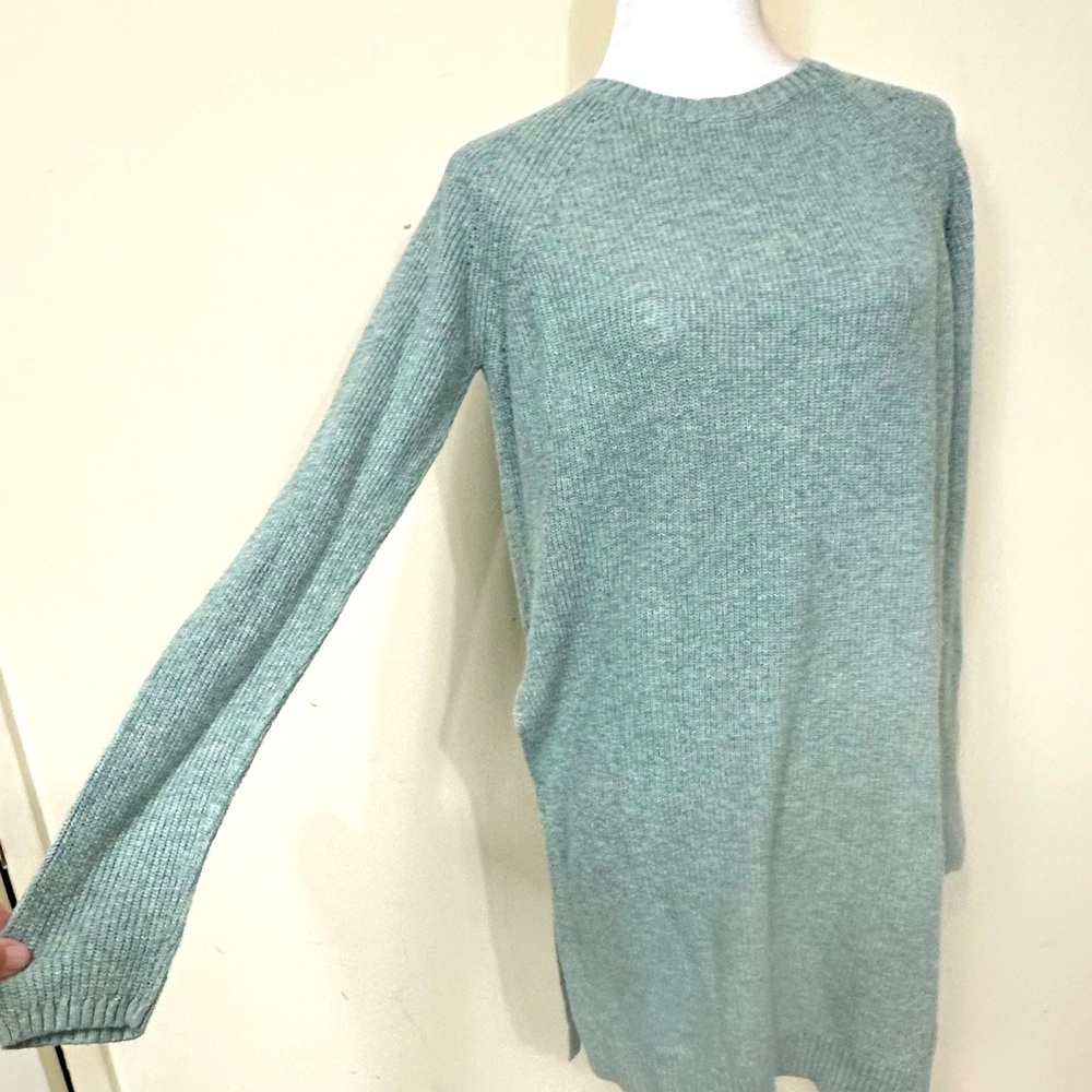 NEW Anthropologie Moth Soft Green Crew Neckline Sweater Pullover Dress Tunic S/M - Picture 12 of 16